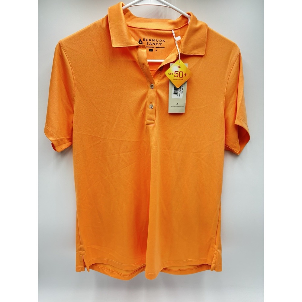 Bermuda Sands Women's M Orange‎ Golf Polo Shirt UPF 50+ Short Sleeve